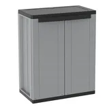 Kreher Mehrzweckschrank Kunststoffschrank mit 1 Boden (Schwarz/Grau) grau|schwarz
