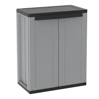 Kreher Mehrzweckschrank Kunststoffschrank mit 1 Boden (Schwarz/Grau) grau|schwarz