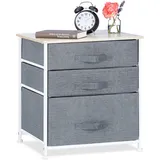 Relaxdays Regalsystem, 3 Stoff-Schubladen, HxBxT: 53 x 48 x 40 cm, universale Schubladenbox, Metall und Holz, grau