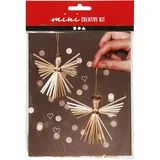 Creativ Company DIY Sets Blumengestecke, Korbflechten Mini Kreativ Set, Strohengel, H 8 cm, Kreativ Box