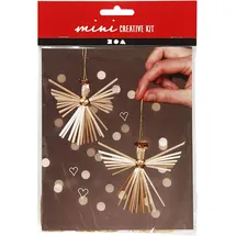 Creativ Company DIY Sets Blumengestecke, Korbflechten Mini Kreativ Set, Strohengel, H 8 cm, Kreativ Box
