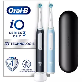 Oral-B  iO Series 3 Duopack Matt Black + 2. Handstück Ice Blue + Reiseetui