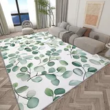 Generisch Kurzflor Teppich Wohnzimmer Aquarell Eukalyptusblätter Grün 120x170 cm Teppiche Flausching Wohnzimmer Teppiche Schlafzimmer Teppich Waschbarer Weiche Teppiche ​für Wohnkultur