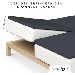 Spannbettlaken SCHLAFGUT "Pure Split-Topper", grau (grau deep), B:180-200cm L:200-220cm, Jersey-Elasthan, Obermaterial: 95% Baumwolle, 5% Elasthan, Laken, MADE IN GREEN by OEKO-TEX