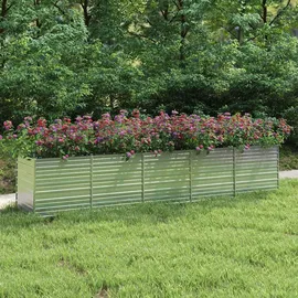 vidaXL Garten-Hochbeet verzinkter Stahl rechteckig 400 x 80 x 77 cm Silber