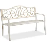 Relaxdays Gartenbank 128 x 90 x 63 cm Weiß