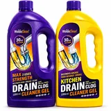 WoldoClean Rohrreiniger Set Küche & Bad Gel - 2x 1000ml Abflussreiniger