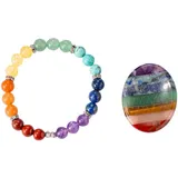 FIRETTI Schmuckset "Multipack Schmuck Geschenk Armband Daumenstein Chakra Edelsteine", bunt (silberfarben, grün, gelb, orangerot, rot, lila, blau, türkis, grün, gelb, orangerot, rot, lila, blau, türkis), Schmuck_Sets, Damen, Messing, Schmuckset, Made in Germany -