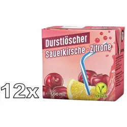 Durstlöscher Sauerkirsche Zitrone Erfrischungsgetränk 12x500ml