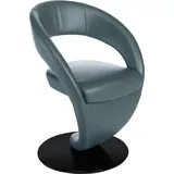 Esszimmerstuhl K+W KOMFORT & WOHNEN "Wave, Drehstuhl", blau (topas, drehteller in metall schwarz struktur), B:62cm H:86cm T:61cm, Bronco: Nappaleder pigmentiert, Dickleder, 1, 3/1, 5mm, mit rustikal gekörnten Narbenbild, Stühle, Barhocker Esszimmerstuhl, Design-Drehstuhl, schwarzer Drehteller