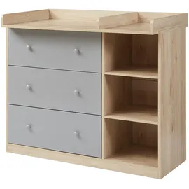 [en.casa] Wickelkommode Beldinupp mit Wickelaufsatz 93x110x55 cm Eicheoptik/Grau [en.casa]