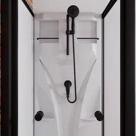Schulte Home Juist U-Kabine mit Schiebetür 80 x 190 cm Schwarz/Sicherheitsglas klar