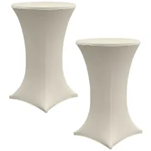 Baumarktplus 2x Stehtischhusse Stretch 70 cm beige Tischdecke Husse Bistrotisch Partytisch