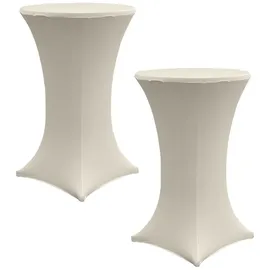 Baumarktplus 2x Stehtischhusse Stretch 70 cm beige Tischdecke Husse Bistrotisch Partytisch