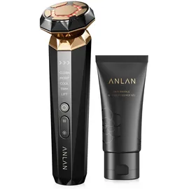 ANLAN Radiofrequenz Gerät Gesicht, ANLAN 18K Gold Gesichtsmassagegerät Gegen Falten 5 in 1 Face Massager EMS Mikrostrom V Face Beauty Meter Lichttherapie Gesicht Anti Aging Gerät, Gel