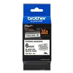 BROTHER Schriftband 6mmx8m weiß/sw TZES211 laminiert