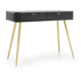 Deine Möbel 24 Schminktisch, Schwarz, Gold, Holzwerkstoff, 2 Schubladen, 103x80x49 cm, Wohnzimmer, Wohnzimmertische, Konsolentische