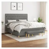 vidaXL Boxspringbett mit Matratze Dunkelgrau 180x200 cm Stoff