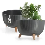 Kadax Blumentopf aus Kunststoff mit drei Einsteckstützen, 40 cm, Anthrazit