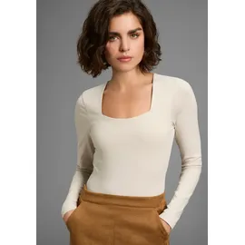 LAURA SCOTT Langarmbody LAURA SCOTT, Damen, Gr. 44, N-Gr, schwarz (schwarz, nude), Jersey, Obermaterial: 95% Baumwolle, 5% Elasthan, unifarben, Basic, sehr figurbetont, eckiger Ausschnitt, Bodys, mit Karree-Ausschnitt, sehr figurbetont