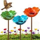 3 Stück Vogeltränke Blume, Metall Blumen Gartenstecker Vogeltränke, Dekorative Insektentränke Garten, Blumentränke für Vögel, Bienen, Schmetterlinge, Insekten (3 Stück-I)