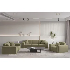 Fun Möbel Sessel CELES PREMIUM Stoff Opera Velvet 80 x 80 x 100 cm Olivgrün mit Zierkissen