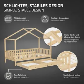 ML-Design Hausbett 90 x 200 cm Kiefer naturbelassen beige