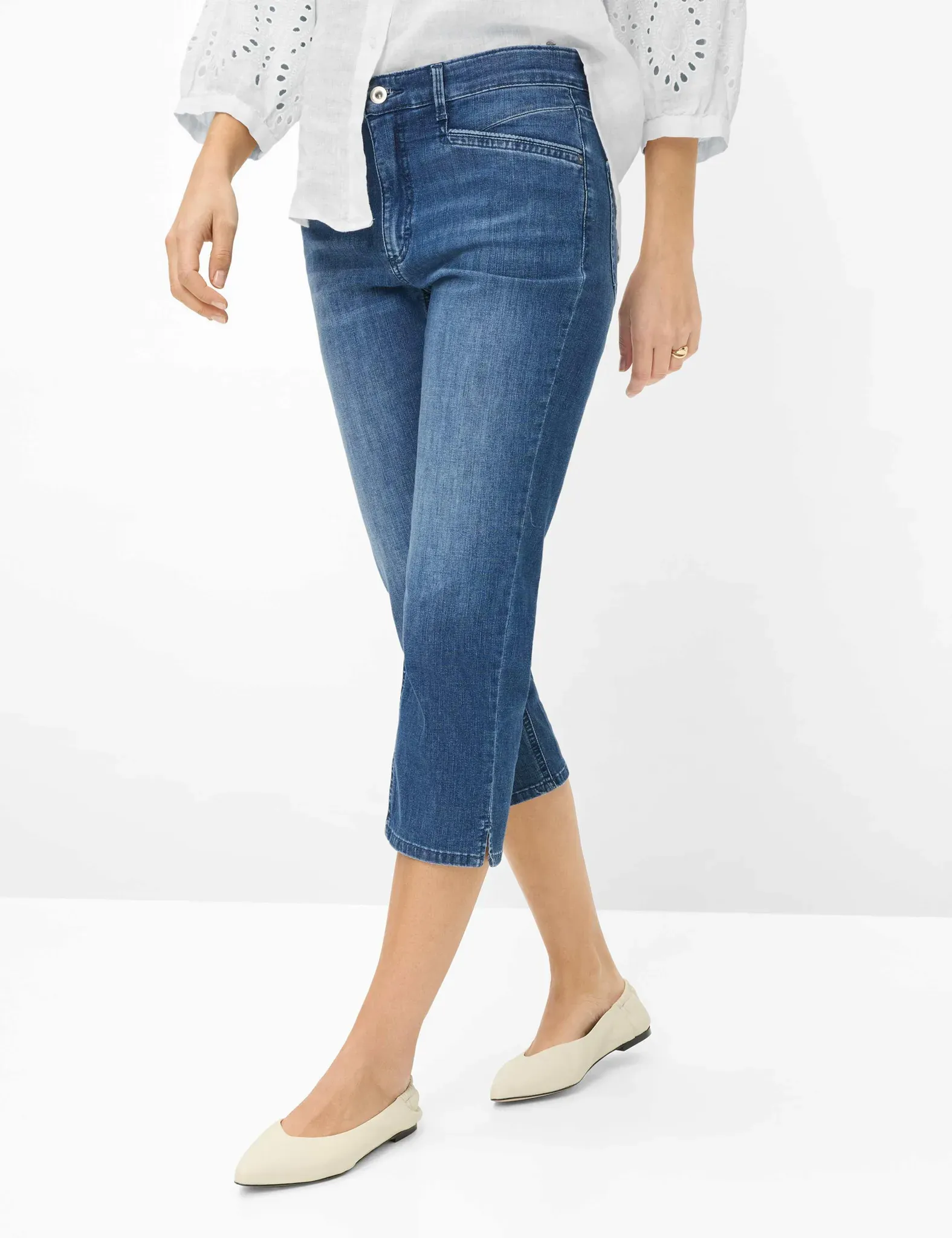 Brax Damen Caprihose Style MARY C USED REGULAR BLUE, denim blau, Gr. 38