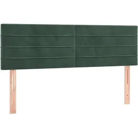 vidaXL Boxspringbett mit Matratze & LED Dunkelgrün 140x200 cm Samt