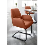 Freischwinger W.SCHILLIG "ole", braun (cognac z69, schwarz pulverbeschichtet), B:63cm H:90cm T:64cm, Longlife Xtra-Leder Z69: Das feinnarbige, gedeckte Softleder Z69 besticht durch seine außergewöhnliche Weichheit im trendigen »Vintage-Look«, Hautstärke 0, 9 - 1, 1 mm;Longlife Xtra-Leder Z79: Das Z79 gehört zu der Familie der Anilin-Touch-Leder, die durch ihren besonders angenehmen Griff überzeugen, Hautstärke 1, 1 - 1, 3 mm;Longlife Xtra-Leder Z59: Glattleder mit modischer Prägung. Hautstärke 0, 9 - 1, 1 mm, Stühle, Gestell in Schwarz pulverbeschichtet