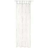 Loberon Gardine Loix, zart gemusterter Vorhang, Anbringung durch dekorative Bindebänder, Sichtschutz, Fensterdekoration, Leinen, weiß