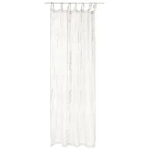 Loberon Gardine Loix, zart gemusterter Vorhang, Anbringung durch dekorative Bindebänder, Sichtschutz, Fensterdekoration, Leinen, weiß