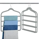 Myfolrena Hosenbügel aus Samt, platzsparend, rutschfest, Hosenbügel, mehrere Samt-Kleiderbügel, Schrank-Organizer für Jeans, Schals, Krawatte (Grau, 3)