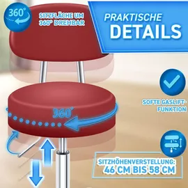 TRESKO Drehhocker Kunstleder Rot