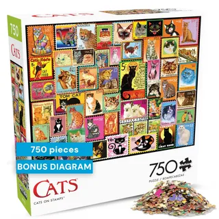 Buffalo Games - Katzen auf Briefmarken - 750-teiliges Puzzle für Erwachsene, herausforderndes Puzzle, perfekt für Spieleabende - Fertige Größe 24,00 x 18,00