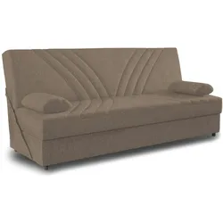 Dmora Schlafsofa Ramon, 3-Sitzer-Container-Schlafsofa mit 2 Kissen inklusive, 181x81h88 cm, Beige