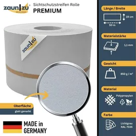 zaunzu® Zaunblende 50 m Lichtgrau PP