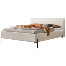 Hasena Polsterbett HASENA "Nora", weiß (weiß, boucle ivory), B:159cm H:101cm L:212cm, Betten, Polsterbett, mit trendigem Bouclestoff, Rahmenhöhe von 23 cm und 4 Einlegetiefen