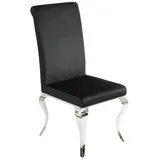 Esszimmerstuhl Schwarz Silber Barock Design Samt Edelstahl Esstisch Stuhl