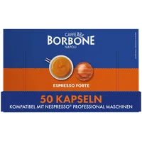 Caffè Borbone Espresso Forte - 50 Kapseln Kompatibel mit Nespresso®* Professional, Ideal für einen Starken Kaffee, Intensität 8/10, Kompatibel mit Nespresso®* Professional Kaffeemaschinen für das Büro
