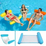 Minkurow Aufblasbares Badebett, Wasserhängematte 4 In 1 Liege Luftmatratze Für Schwimmbad Lounge Aufblasbare Pool Hängematte Aufblasbare Pool Hängematte Für Erwachsene Und Kinder (blau)