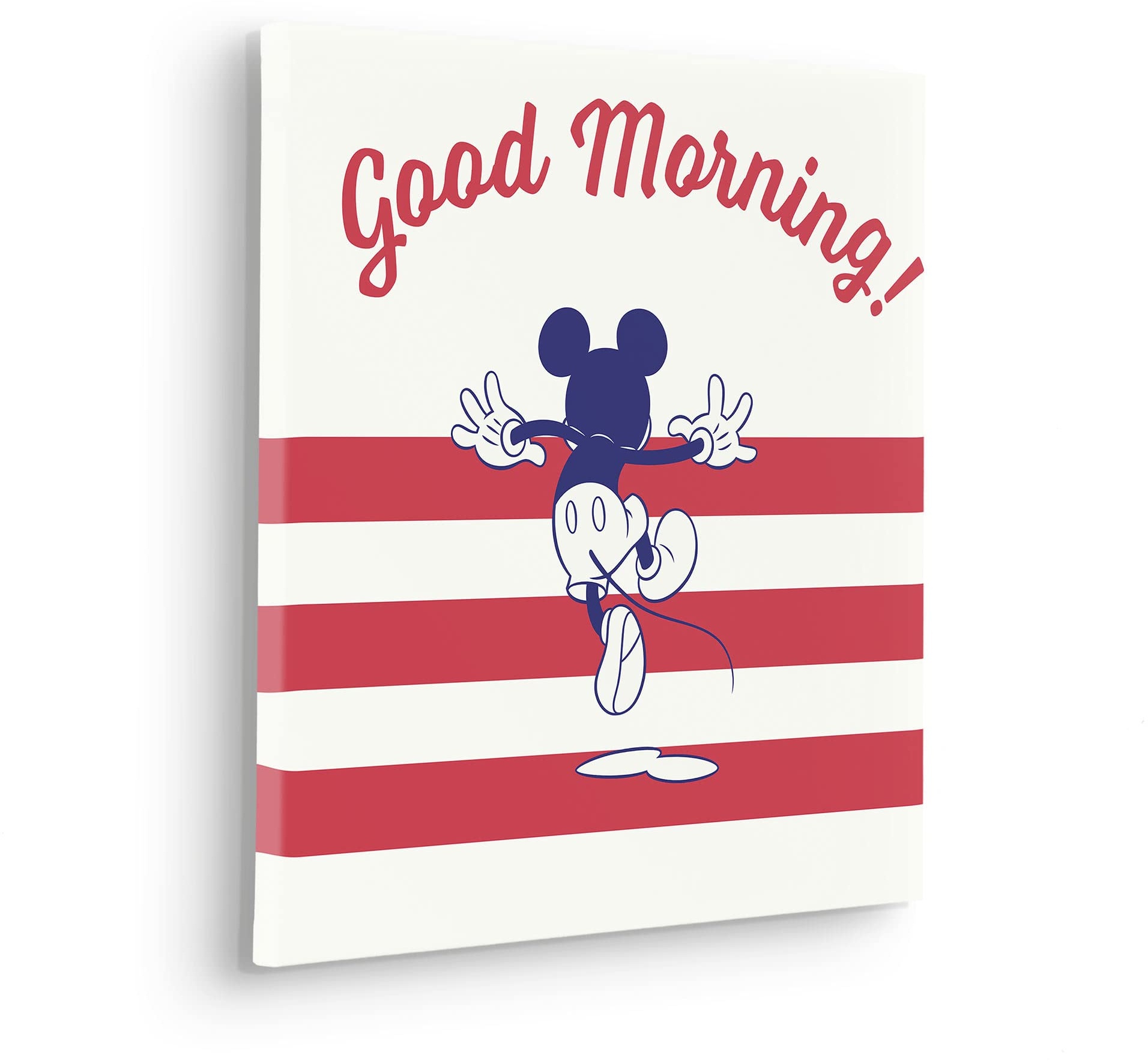 Komar Keilrahmenbild im Echtholzrahmen - Mickey Good Morning - Größe 40 x 40 cm - Disney, Kinderzimmer, Wandbild, Kunstdruck, Wanddekoration, Design