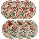 6er Set Pizzateller Charme Red + Charme grün - Rom rot + Moskau grün - 33cm - 04018#ZCHAR + 04018#ZCHAV