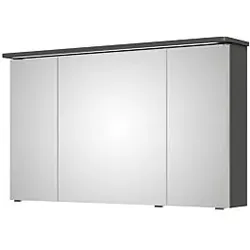 Pelipal Serie 4005 Spiegelschrank 992.821.203 LED-Kranzbeleuchtung, 120x72,2x17cm, Quarzgrau Hochglanz, chrom