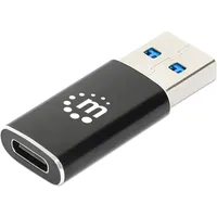 Manhattan USB-A auf USB-C-Adapter USB 3.2 Gen 2 Typ A-Stecker Typ C-Buchse, 10 Gbit/s SuperSpeed+ USB C, schwarz