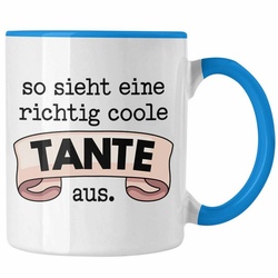 Trendation Tasse Trendation – Beste Tante Geschenk Tasse mit Spruch Kaffeetasse für Coole Tante blau