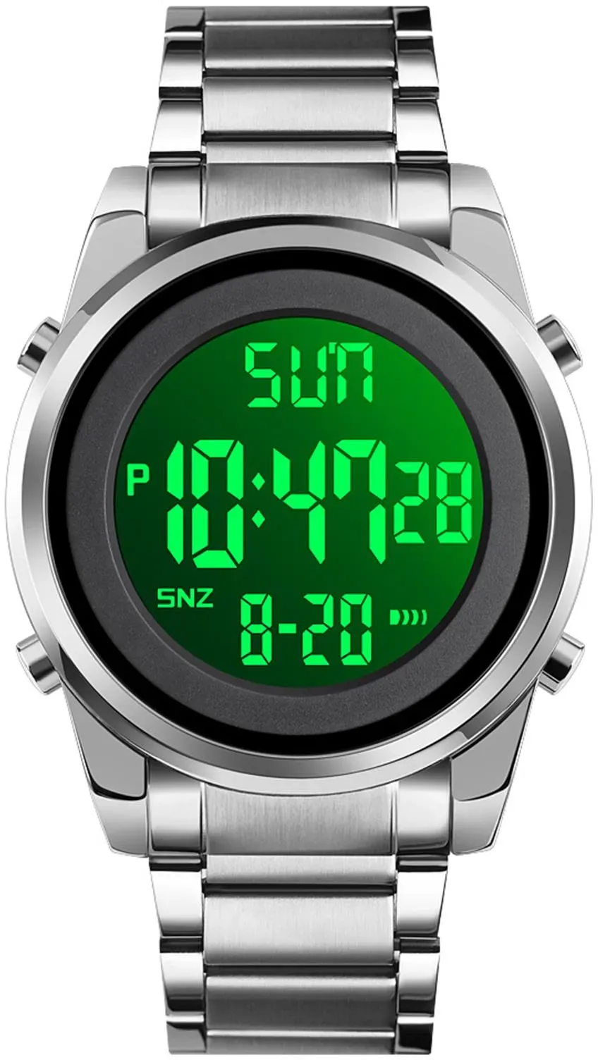 SKMEI Herren-Digital-Business-Armbanduhr, Dual-Zeitmodus, Datum, Woche, Wecker, Hintergrundbeleuchtung, 3 ATM, wasserdicht silber