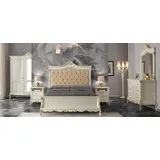 JVmoebel Komplettschlafzimmer Italienisches Barock Schlafzimmermöbel Set in Weiß aus Holz, (5-tlg), Made in Europa weiß