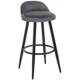 Woltu Barhocker Barstuhl Hocker mit Fußstütze aus Samt Metall, Dunkelgrau, - Woltu