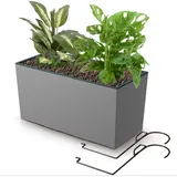 Blumenkübel Blumentopf Rattan Trapez Mocca Glatt Struktur H 19,5 cm 12 L